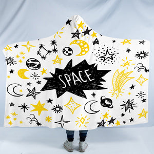 Cute Space Childen Line Sketch SWLM5155 Hooded Blanket