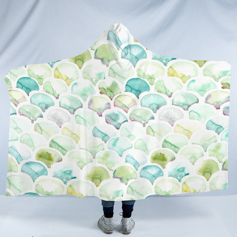 Image of Green Blue Pastel Japanese Seamless Art SWLM5157 Hooded Blanket