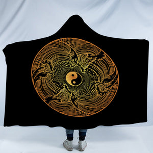 Golden Circle Yin Yang Seamless Wave Pattern SWLM5162 Hooded Blanket