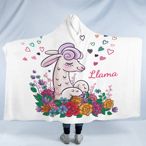 Cute Llama In Colorful Flower Garden SWLM5163 Hooded Blanket