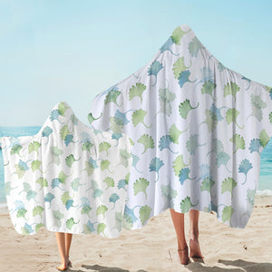 Shade of Green Pastel Palm Leaves SWLS5165 Hooded Towel