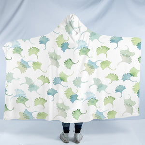 Shade of Green Pastel Palm Leaves SWLM5165 Hooded Blanket