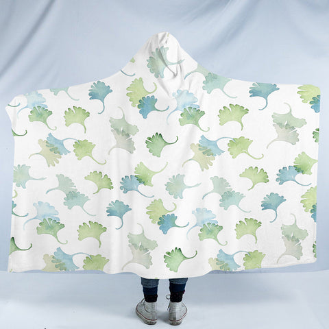 Image of Shade of Green Pastel Palm Leaves SWLM5165 Hooded Blanket