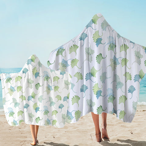 Image of Shade of Green Pastel Palm Leaves SWLS5165 Hooded Towel