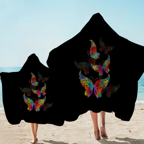 Image of RGB Colorful Butterflies Transparent SWLS5169 Hooded Towel