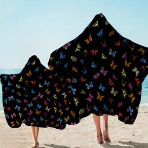 Multi Colorful Butterflies Back Theme SWLS5170 Hooded Towel