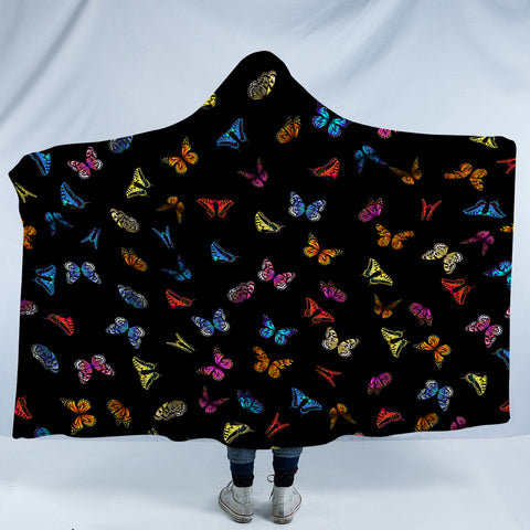 Image of Multi Colorful Butterflies Back Theme SWLM5170 Hooded Blanket
