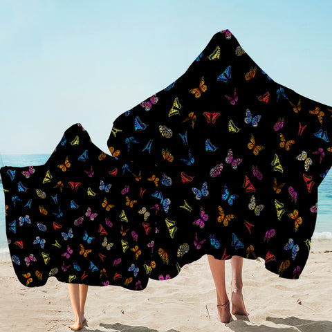 Image of Multi Colorful Butterflies Back Theme SWLS5170 Hooded Towel