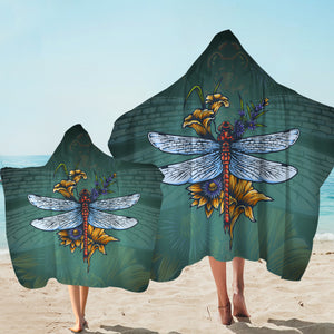 Old School Color Floral Dragonfly SWLS5174 Hooded Towel