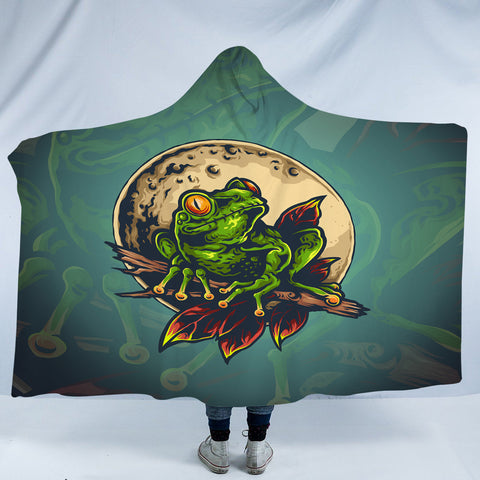 Image of Old School Color Frog Moon Night SWLM5176 Hooded Blanket