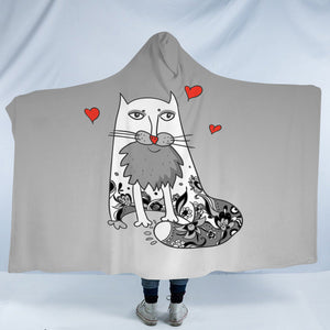 Love Old Cat Grey Theme SWLM5177 Hooded Blanket
