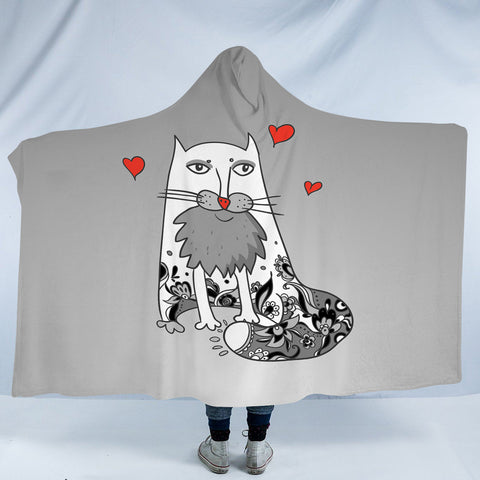 Image of Love Old Cat Grey Theme SWLM5177 Hooded Blanket