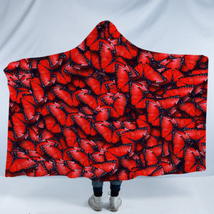 Multi Red Butterflies SWLM5179 Hooded Blanket