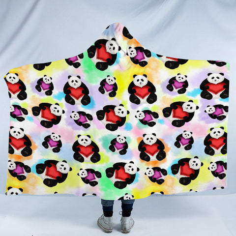 Image of Multi Love Panda Gradient Theme SWLM5180 Hooded Blanket