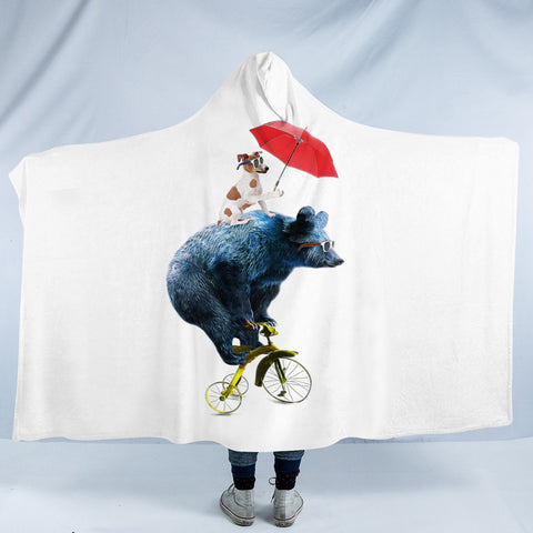 Image of Funny Sunglass Dog & Bear On Bike SWLM5181 Hooded Blanket