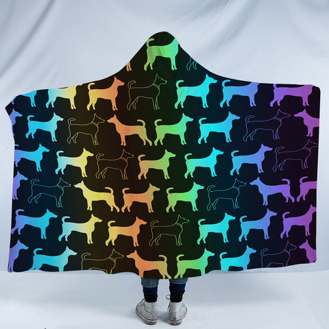 Image of Gradent Monogram Dog Shape SWLM5182 Hooded Blanket