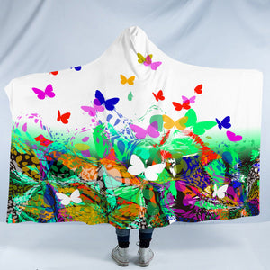 Colorful Butterflies SWLM5183 Hooded Blanket