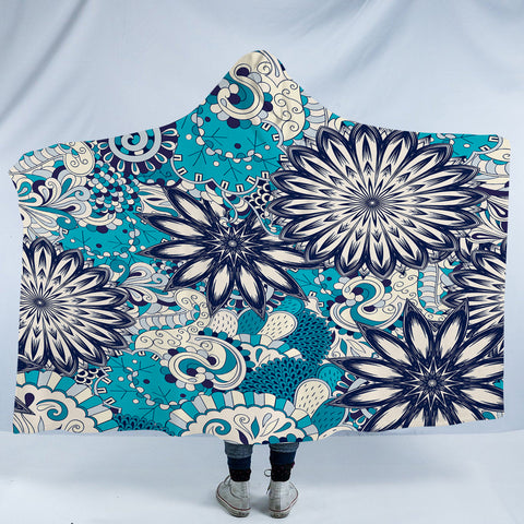 Image of Shade of Blue Multi Mandala SWLM5188 Hooded Blanket