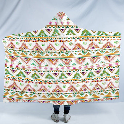 Image of Shade of Pink & Green Aztec SWLM5189 Hooded Blanket