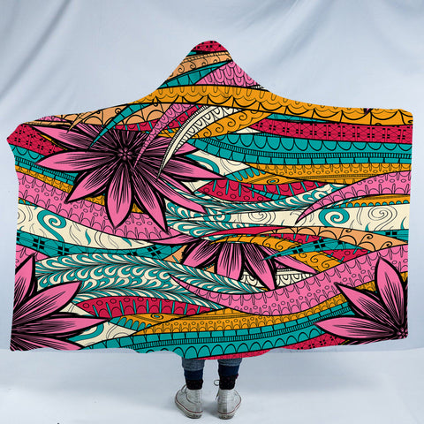 Image of Colorful Mandala Palm Leaves SWLM5190 Hooded Blanket