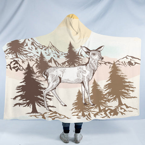 Image of Little Deer Forest Brown Theme SWLM5197 Hooded Blanket