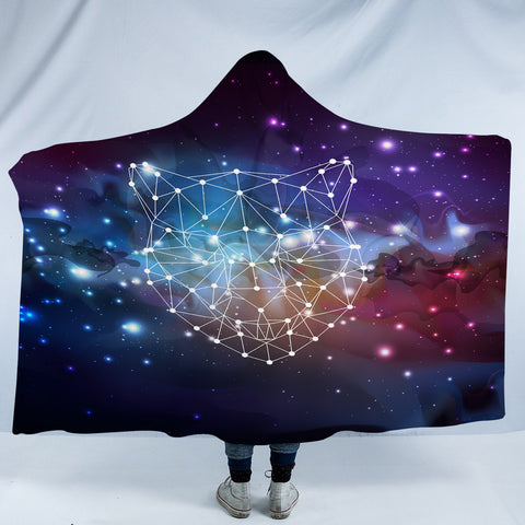 Image of Panther Geometric Line Galaxy Theme SWLM5198 Hooded Blanket