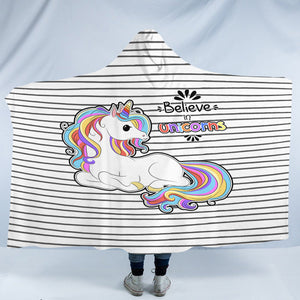 Cute Colorful Unicorn Stripes SWLM5199 Hooded Blanket