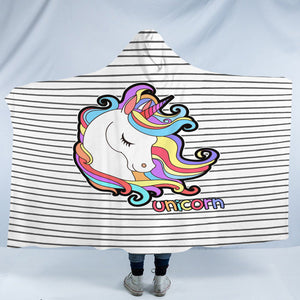 Pastel Sleeping Unicorn Head Stripes SWLM5200 Hooded Blanket