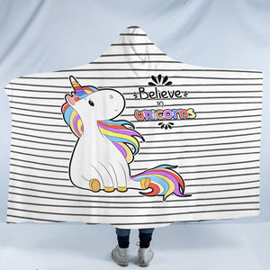 Little Colorful Unicorn Stripes SWLM5202 Hooded Blanket