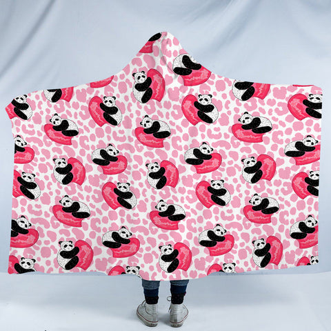 Image of Multi Love Panda Pink Theme SWLM5204 Hooded Blanket