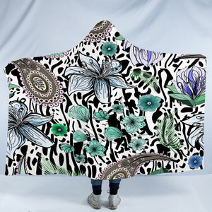 Floral Leopard Pattern Bandana Art SWLM5205 Hooded Blanket