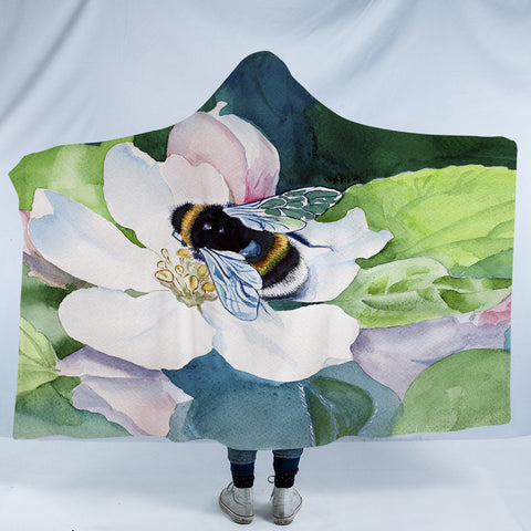 Image of Bee Sucking Flower Mites SWLM5239 Hooded Blanket