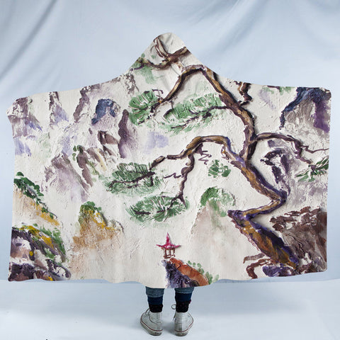 Image of Watercolor Japan Lanscape Art SWLM5244 Hooded Blanket