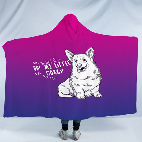 Image of Little Corgi Purple Theme SWLM5251 Hooded Blanket