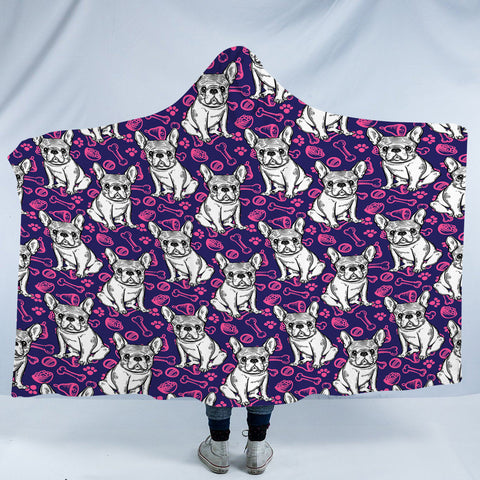 Image of Multi Little Pug Cute Food Sketch Purple Theme SWLM5252 Hooded Blanket