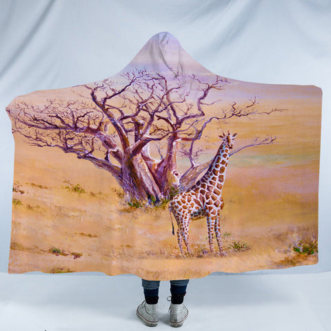 Image of Watercolor Real Giraffe SWLM5254 Hooded Blanket