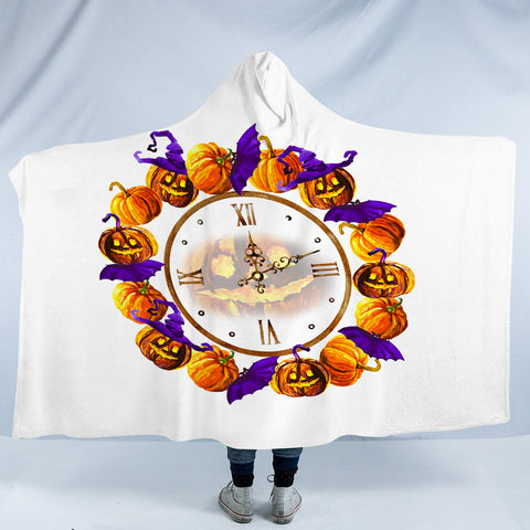 Image of Halloween Pumpskin Clock SWLM5256 Hooded Blanket