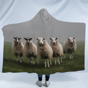 Five Standing Sheeps Dark Theme SWLM5332 Hooded Blanket