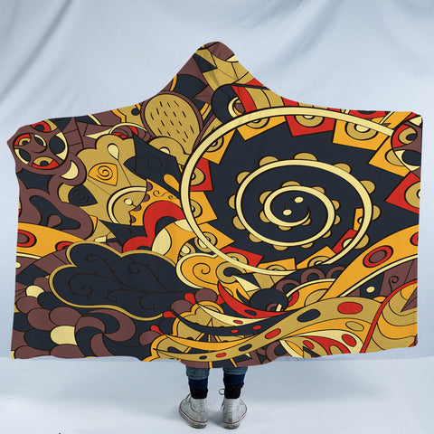 Image of Vintage Color Royal Pattern SWLM5334 Hooded Blanket