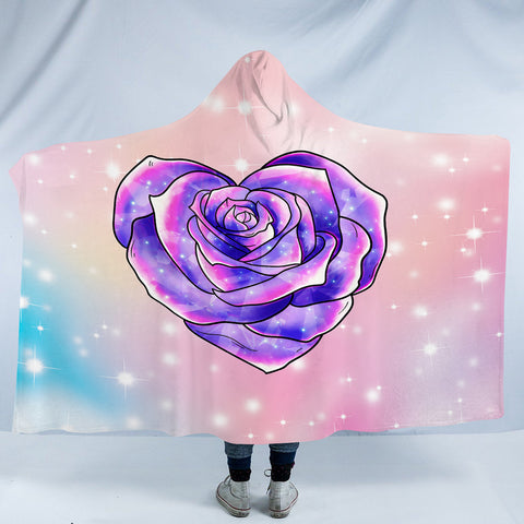 Image of Purple Heart Rose Pastel Theme SWLM5347 Hooded Blanket