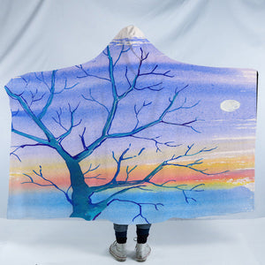 Watercolor Big Tree & Rainbow Blue Theme SWLM5351 Hooded Blanket