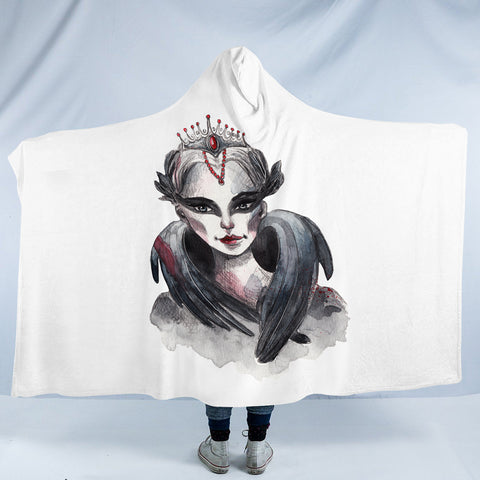 Image of Watercolor Dark Female Witch SWLM5354 Hooded Blanket