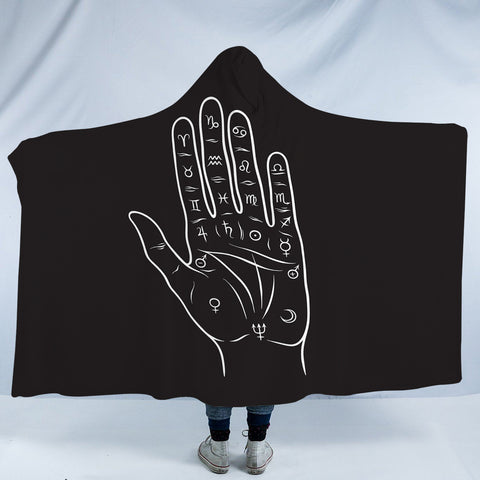 Image of Zodiac Sign On Hand Black Theme SWLM5357 Hooded Blanket