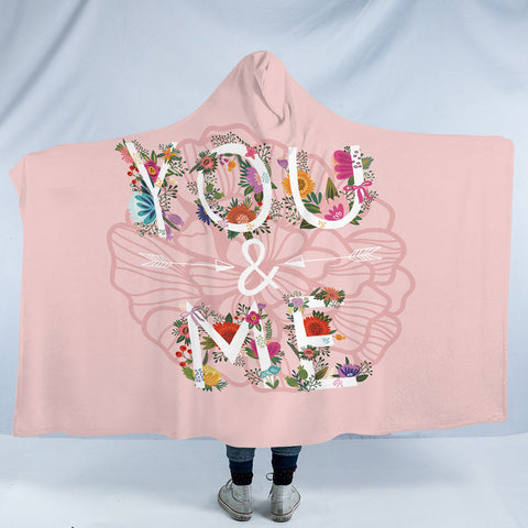 Image of Floral You And Me Pink Theme SWLM5446 Hooded Blanket