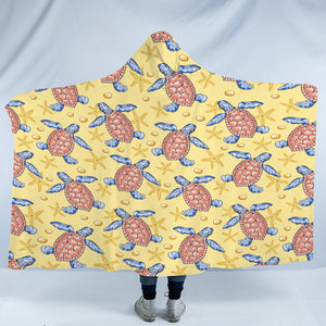 Multi Ocean Turtles Yellow Theme SWLM5449 Hooded Blanket