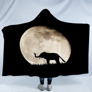 Elephant Under The MoonLight SWLM5451 Hooded Blanket