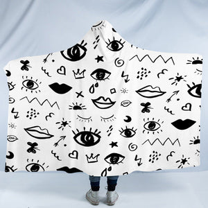 B&W Mini Gothic Sketch SWLM5456 Hooded Blanket
