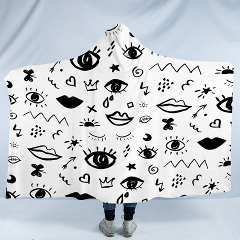 Image of B&W Mini Gothic Sketch SWLM5456 Hooded Blanket