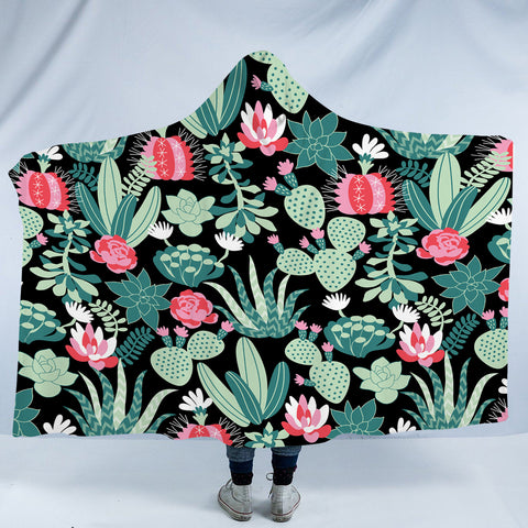 Image of Cute Cactus Flowers SWLM5458 Hooded Blanket