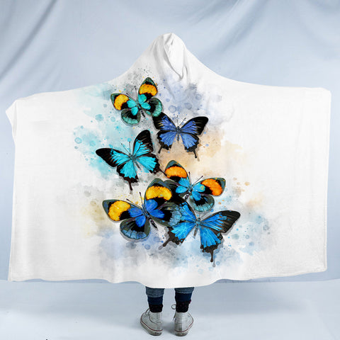 Image of Blue Tint Butterflies SWLM5461 Hooded Blanket